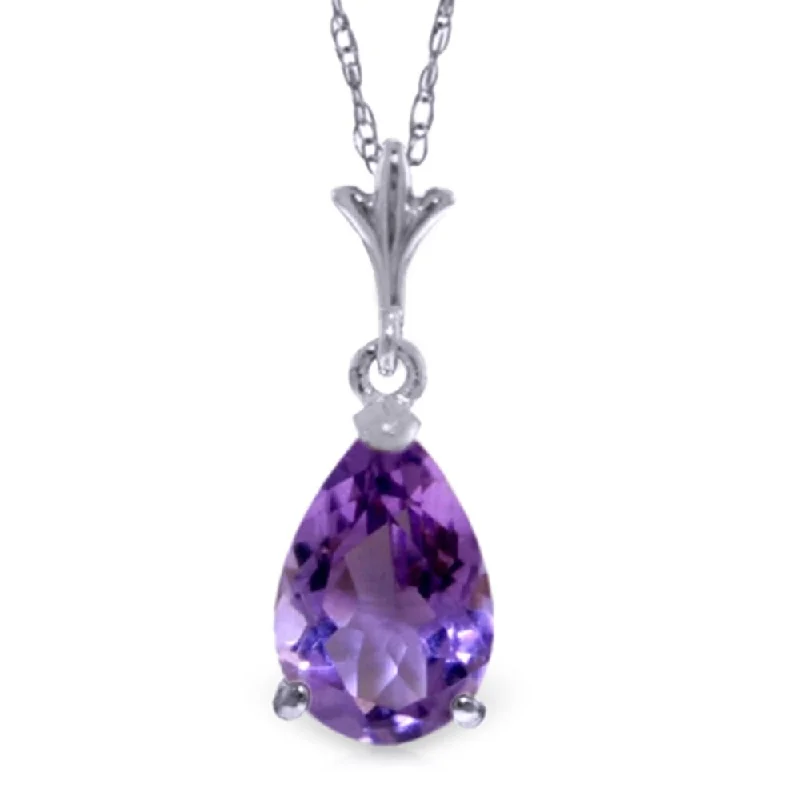 Polished name necklaces-1.5 Carat 14K White Gold Conceive Amethyst Necklace