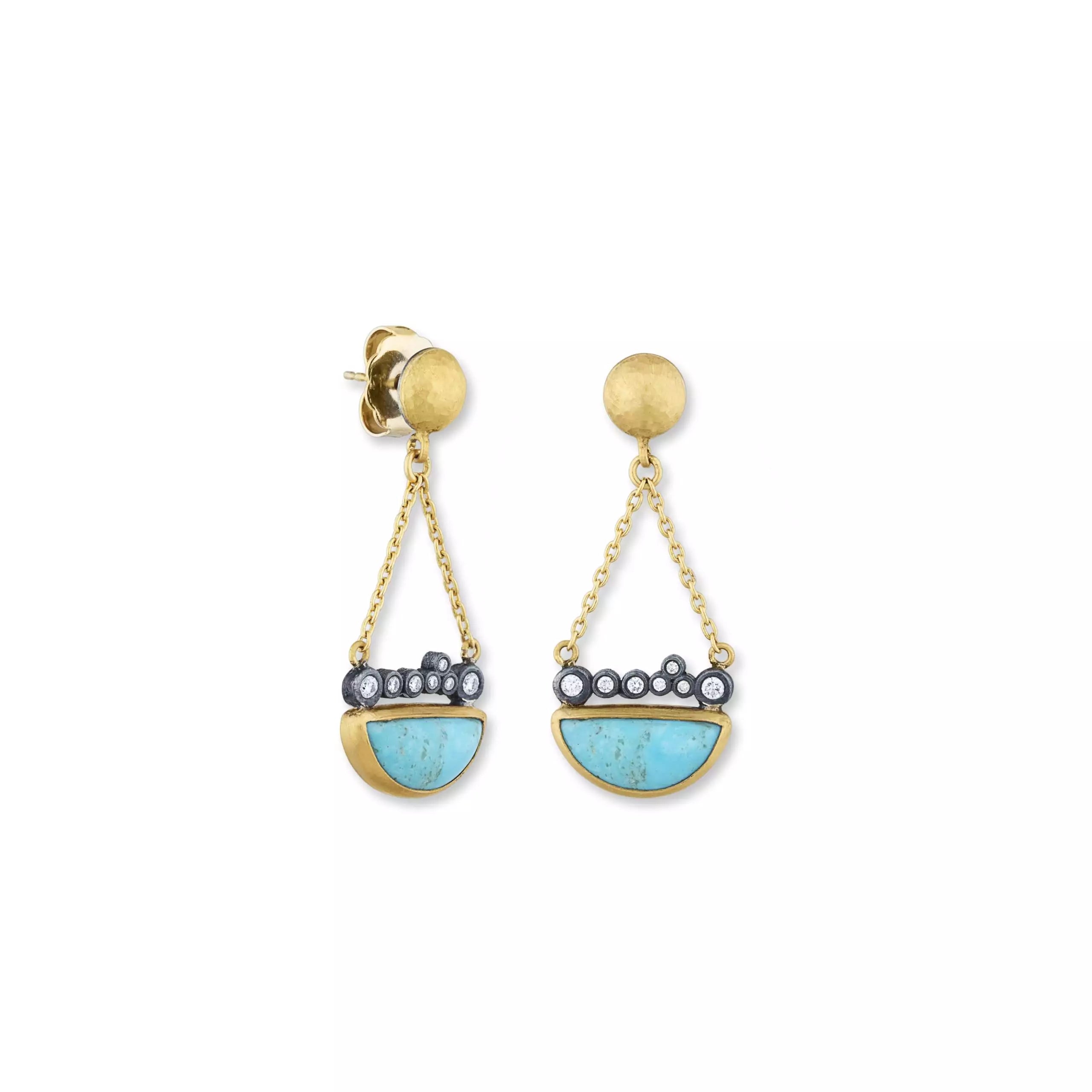 Dainty pearl earrings-Lika Behar Turquoise Dangle Earring