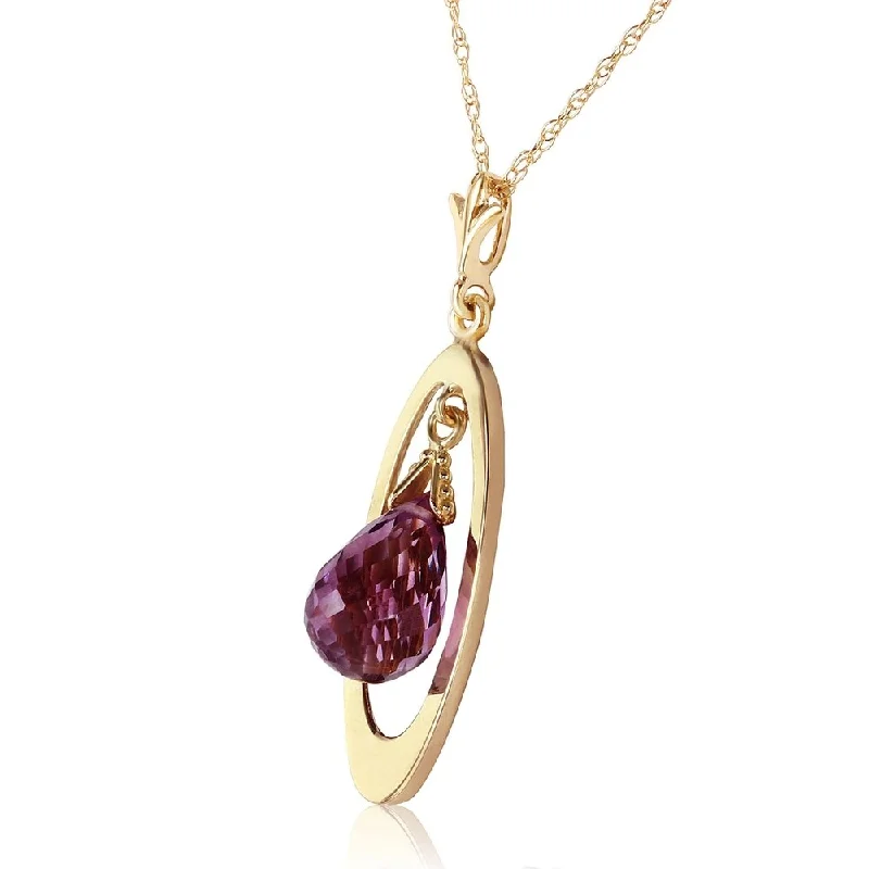 Sleek drop necklaces-0.7 CTW 14K Solid Gold Fluent In Love Amethyst Necklace