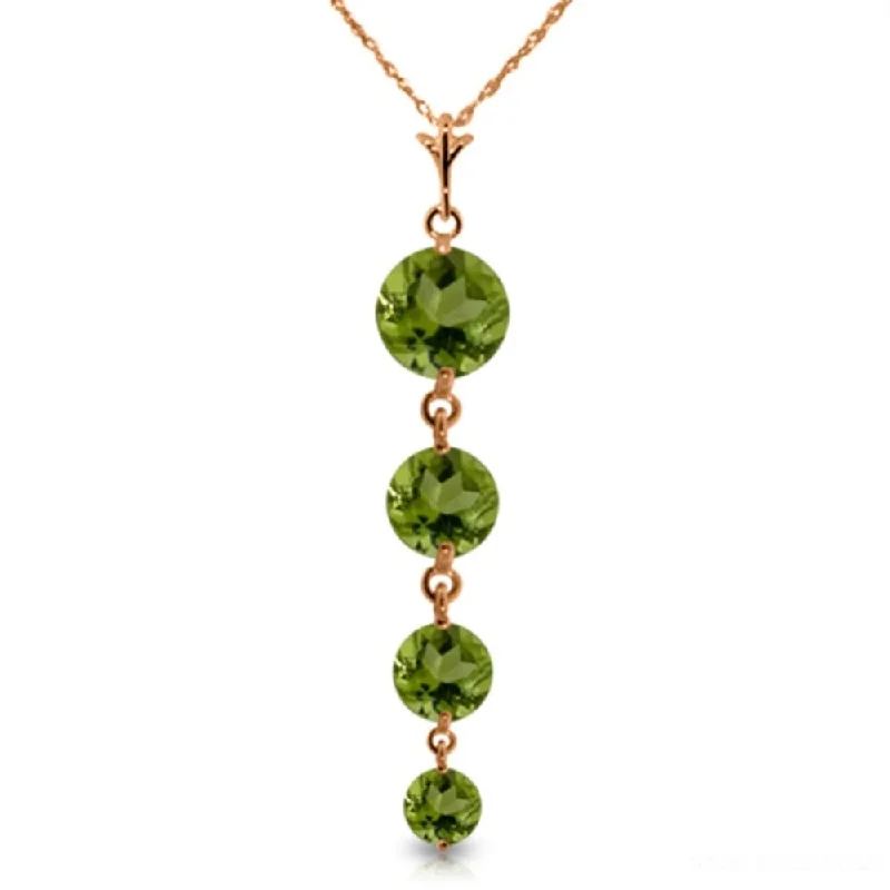 Multi-link necklaces-14K Rose Gold Peridot Necklace Gemstone Genuine