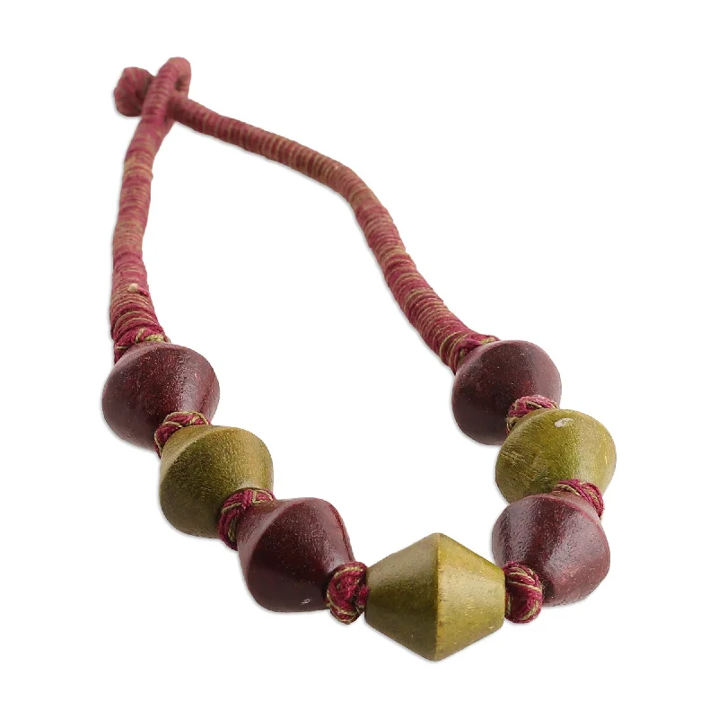 Twine braid necklaces-Novica Handmade Tribal Dimension Wood Beaded Necklace