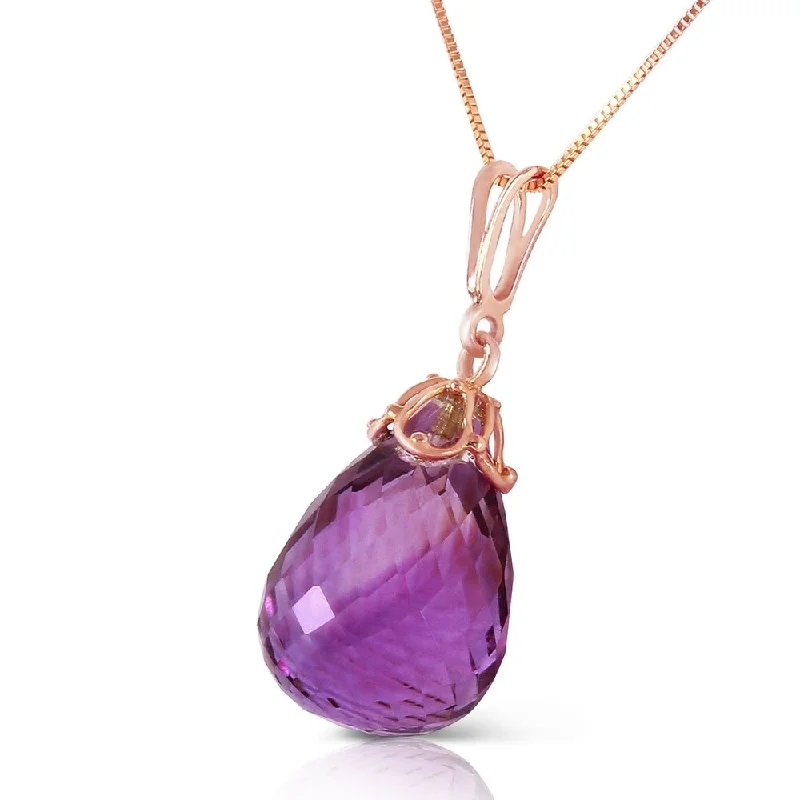 Bamboo braid necklaces-7 CTW 14K Solid Rose Gold Raindrop Amethyst Necklace