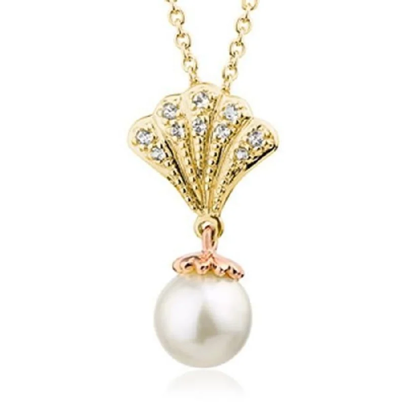 9ct Yellow & Rose Gold Windsor Cultured Pearl & White Topaz Set Pendant