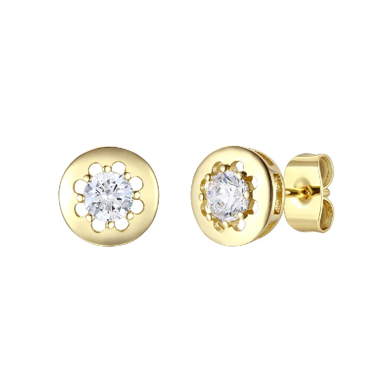 Thick hoop earrings-Vilette Moissanite Solitaire Modern Bezel Stud Earrings