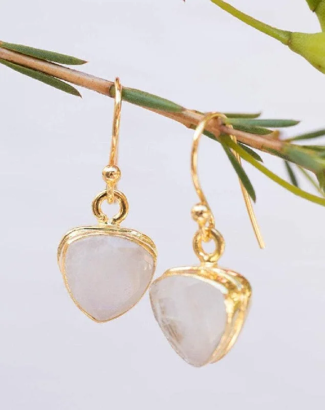 Full moon earrings-Moonstone Earrings ~ Gold Vermeil  ~ ME116