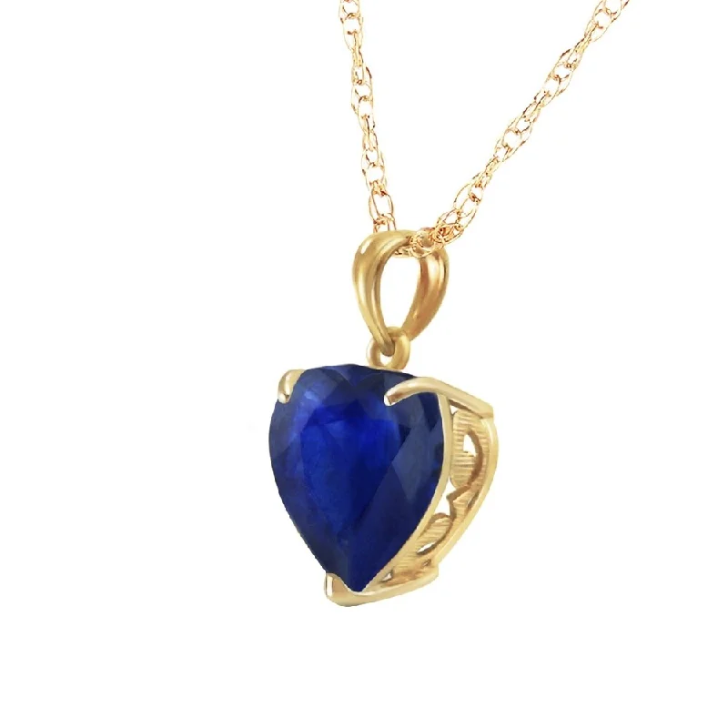 Full moon necklaces-14K Solid Gold Necklace with Natural 10mm Heart Sapphire