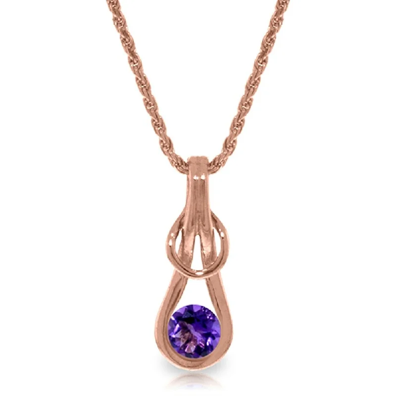 Morganite necklaces-14K Solid Rose Gold Necklace with Natural Purple Amethyst