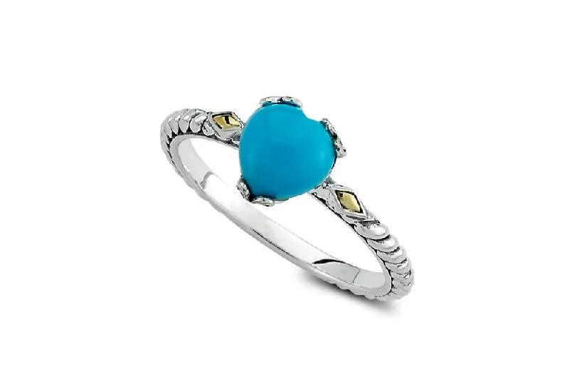 Flat bow rings-Flat bow rings-Glow Heart Ring- Turquoise