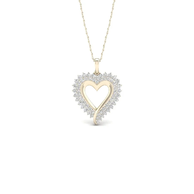 Yarn fringe necklaces-De Couer 10k Yellow Gold 1/2ct TDW Diamond Heart Necklace - Rose