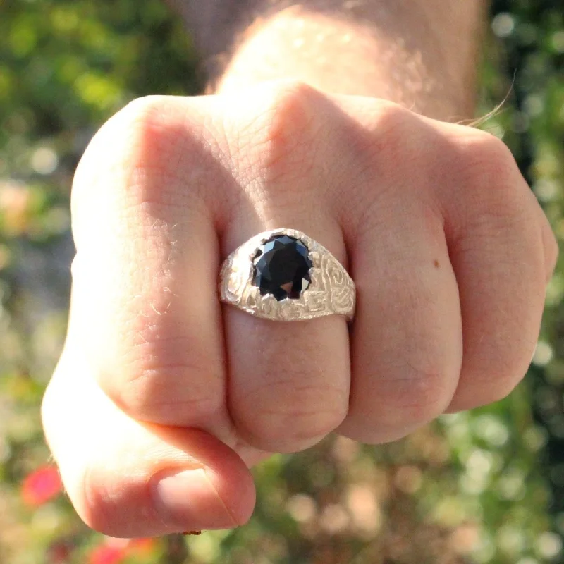 Fox design rings-Fox design rings-Large Men's Oval Onyx ring