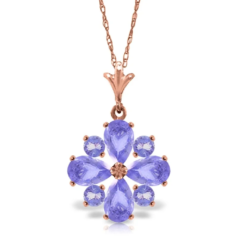 Bead-twisted necklaces-2.43 Carat 14K Rose Gold Spring Tanzanite Necklace