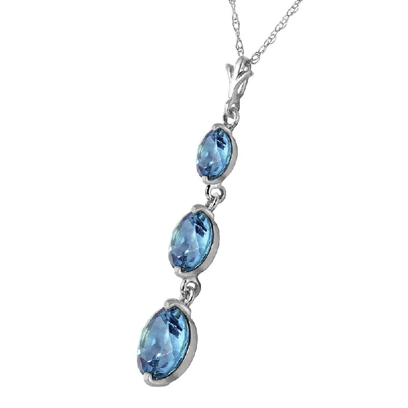 Sapphire gem necklaces-3.6 Carat 14K Solid White Gold Genie's Out Blue Topaz Necklace