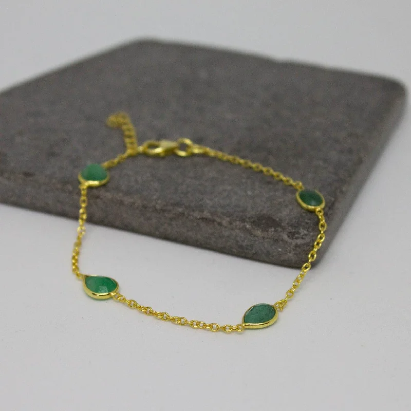 Emerald and 18ct Gold Vermeil Chain Bracelet