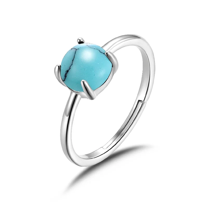 Rose gold rings-Rose gold rings-Synthetic Turquoise Adjustable Ring