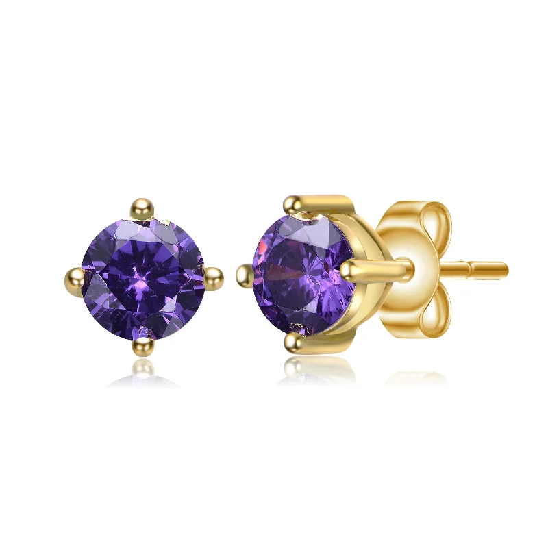 Citrine earrings-Marie Baby/Kids Amethyst-Purple February Birthstone Solitaire Earrings