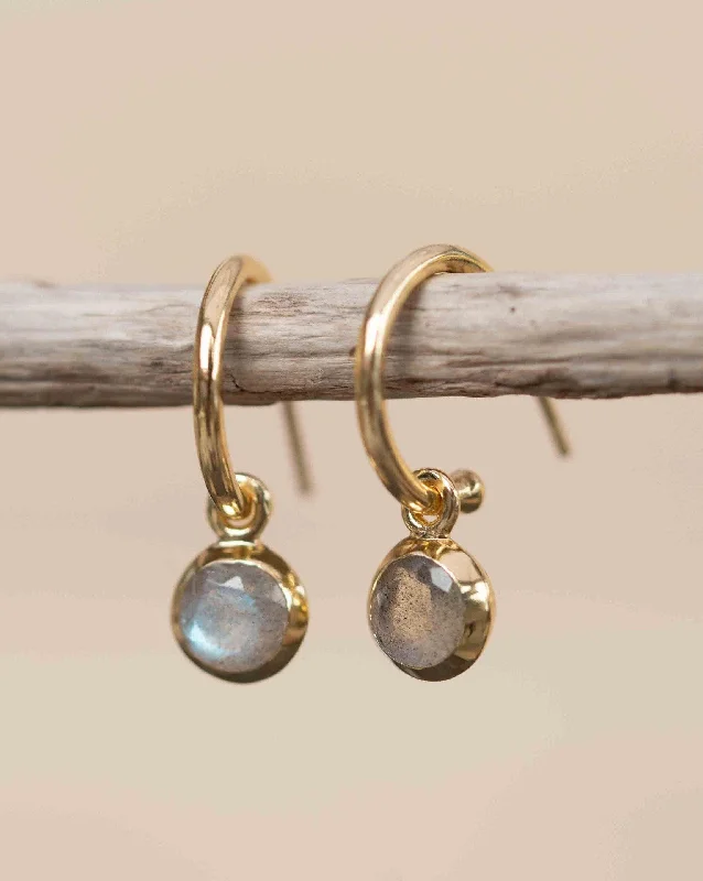 Thin threader earrings-Judy Labradorite Earrings ~ 18k Gold Plated ~ ME203