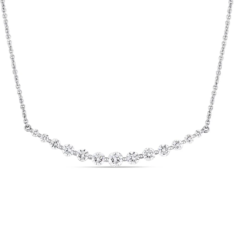 Wide bib necklaces-Miadora 14k White Gold 1ct TDW Diamond Curved Bar Necklace