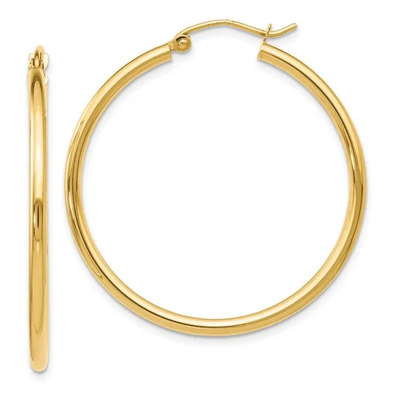 Flat charm earrings-14K Yellow Gold Polished Hoop Earrings