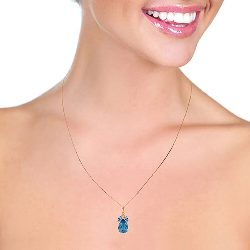 Surf motif necklaces-14K Solid Rose Gold Necklace with Natural Blue Topaz