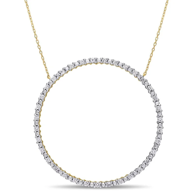 Quartz stone necklaces-Miadora 10k Yellow Gold 3/4ct TDW Diamond Circle of Life Necklace