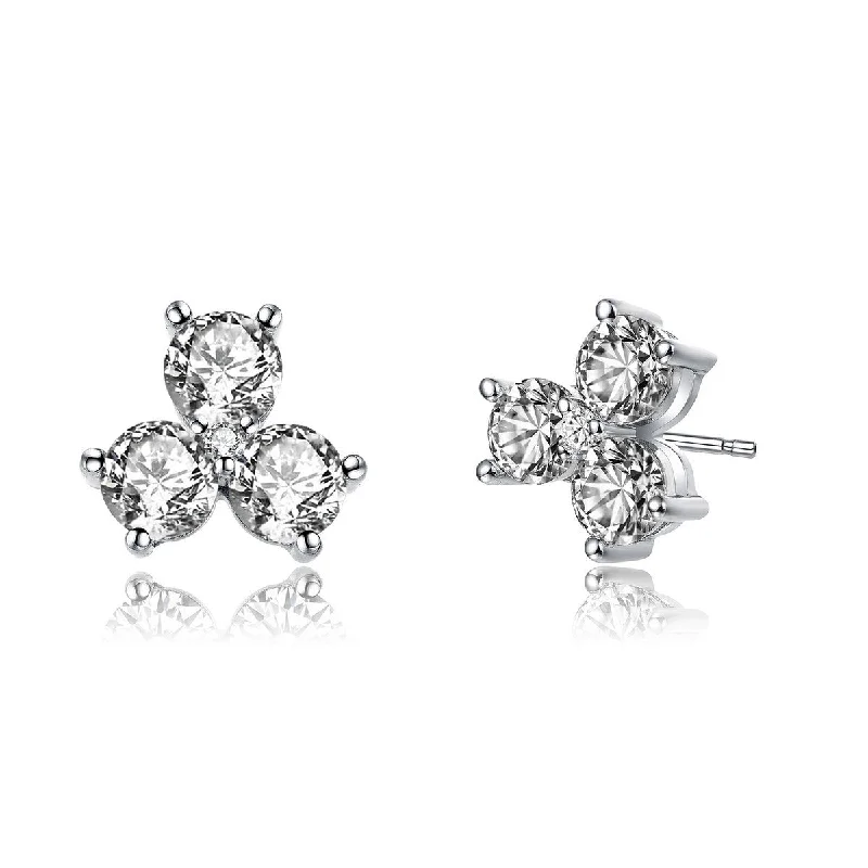 Coiled thread earrings-Lierre Dainty Triple CZ Earrings