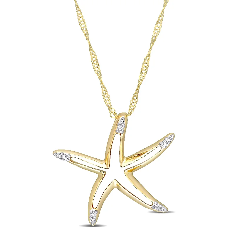 Sleek gold necklaces-Miadora Diamond Accent Open Star Necklace in 10k Yellow Gold