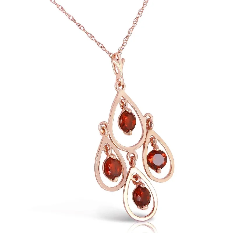 Solid pearl necklaces-14K Solid Rose Gold Necklace with Natural Garnets