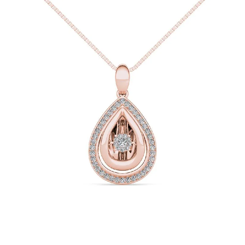 Half moon necklaces-De Couer IGI Certified 10K Rose Gold 1/5ct TDW Dancing Diamond Necklace - Pink