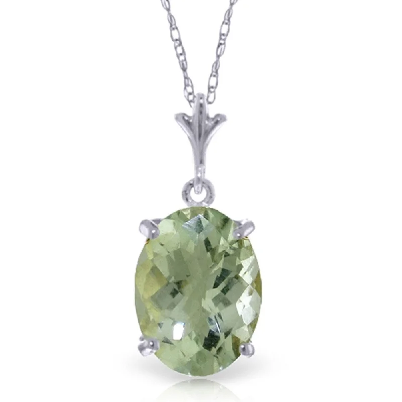 Cedar wood necklaces-3.2 Carat 14K White Gold Starting Now Green Amethyst Necklace