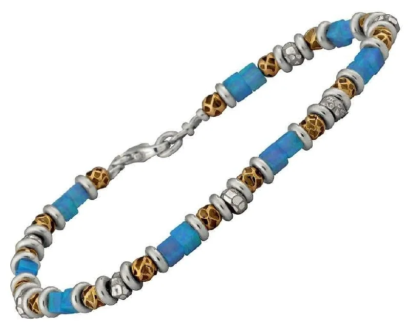 Gold and Blue Opal Cubes Bracelet