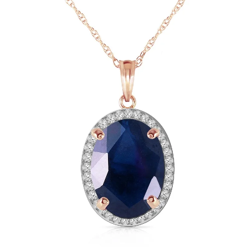 Sapphire gem necklaces-6.58 Carat 14K Solid Gold Loren Sapphire Diamond Gemstone Necklace