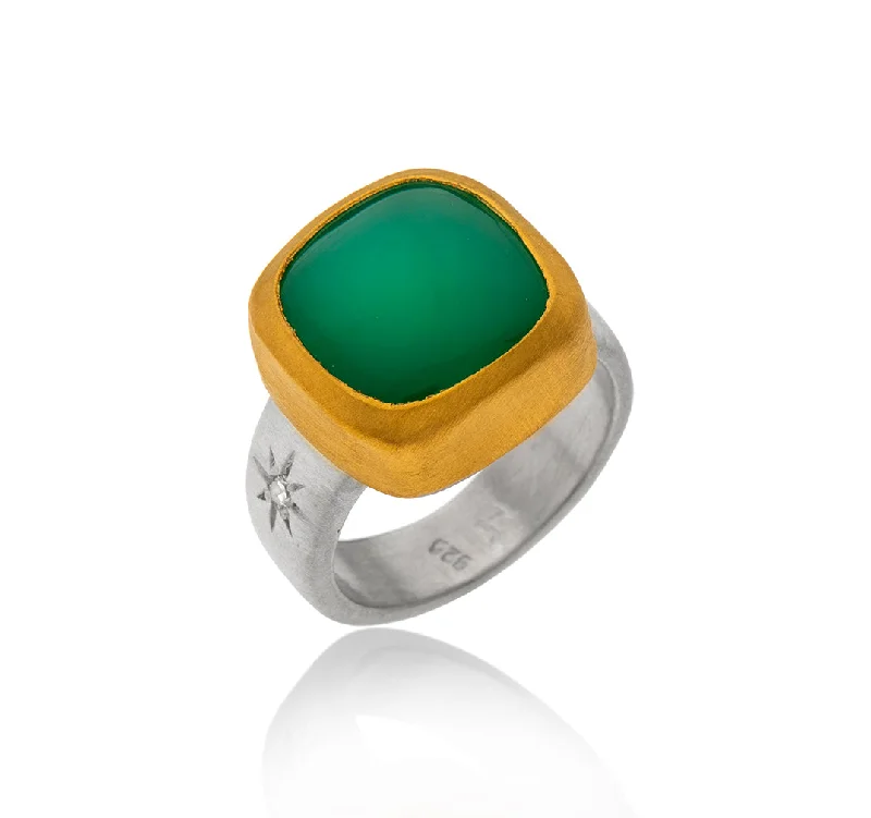 Lily rings-Lily rings-Nava Zahavi Yellow Gold Chrysoprase Diamond Ring