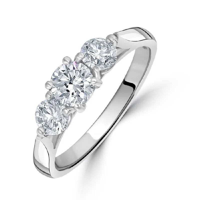 Platinum Round Brilliant Cut Diamond Trilogy Ring