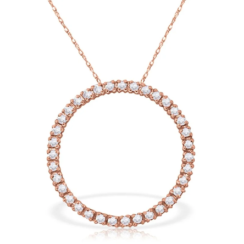 Dainty charm necklaces-14K Rose Gold Diamonds Circle of Love Gemstone Necklace