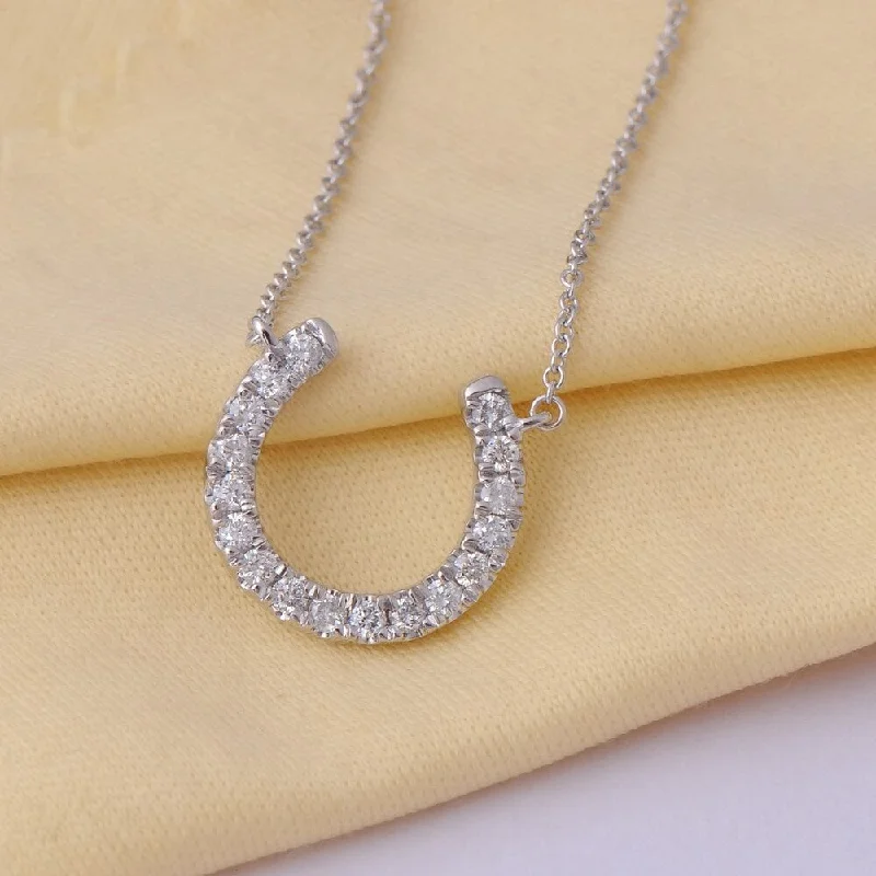 Astro charm necklaces-De Couer 14k White Gold 1/3ct TDW Diamond Horseshoe Necklace