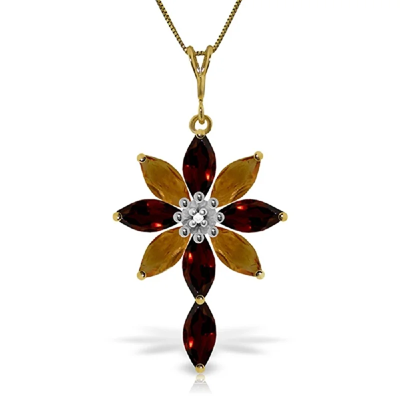 Satin gloss necklaces-2 Carat 14K Gold Necklace Diamond, Garnet Citrine