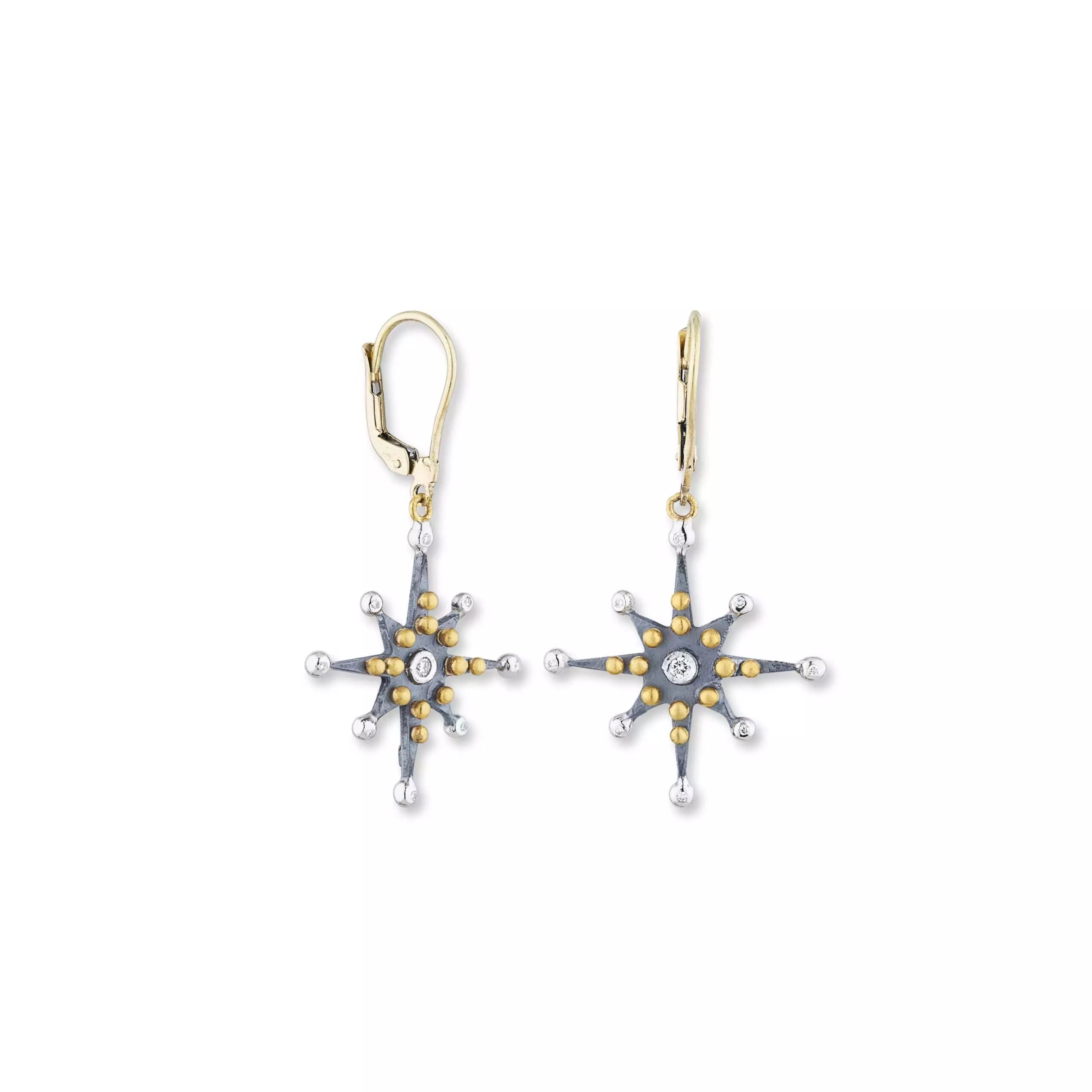 Citrine stud earrings-Lika Behar star dangle earrings