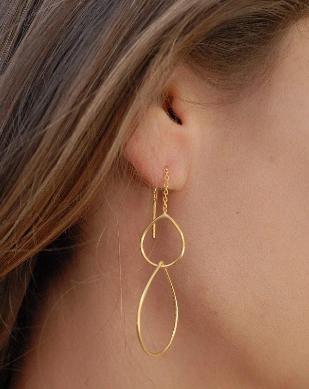 Coiled thread earrings-Threader Earrings ~18k Gold Vermeil ~ ME023