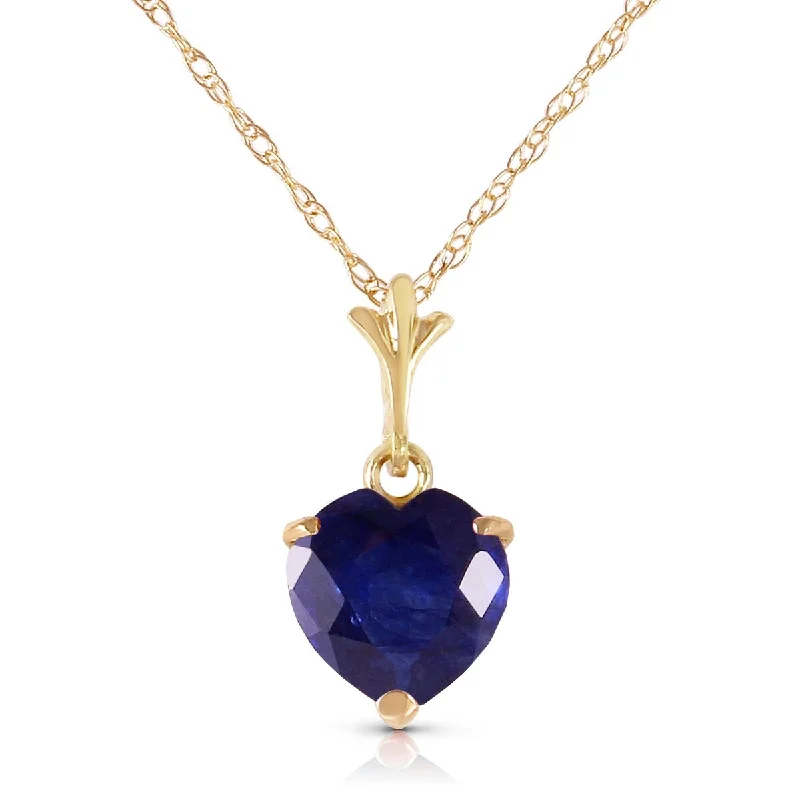 Curved gem necklaces-1.55 Carat 14K Solid Gold Gemstone Necklace Natural Heart Sapphire