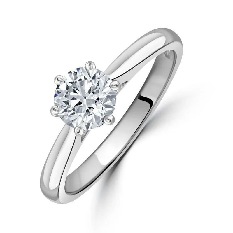 0.90ct Round Brilliant Cut Diamond Solitaire Platinum Ring