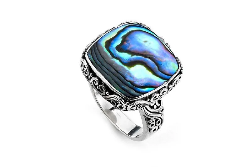 Smooth form rings-Smooth form rings-Wander Ring- Paua