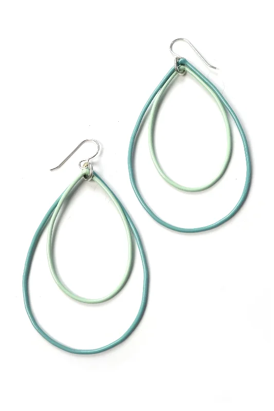 Thick cuff earrings-Large Rachel earrings in Faded Teal and Soft Mint