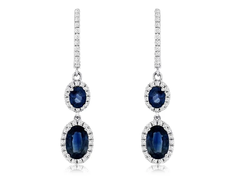 Cool wood earrings-Double Sapphire & Diamond Drop Earrings