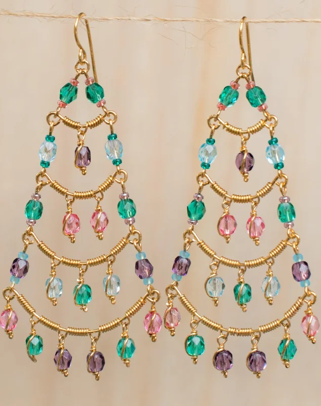 Smooth drop earrings-Stephanie Chandelier Earrings ~Gold Plated ~ SME037