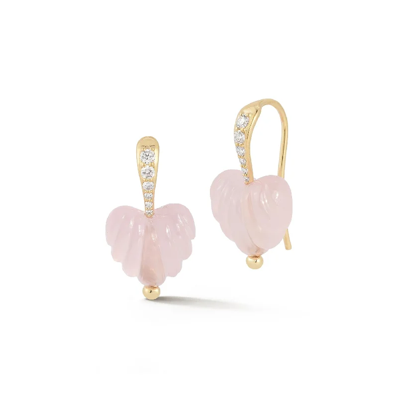 Stellar glow earrings-Rose Quartz Dew Drops