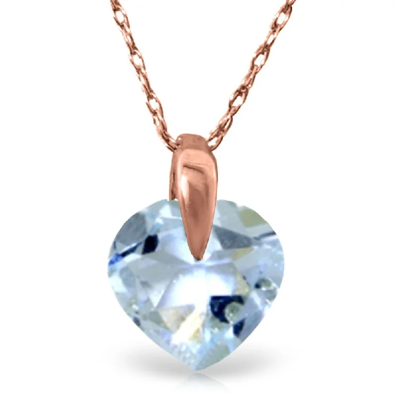 Oval stone necklaces-1.15 Carat 14K Rose Gold Lonely Heart Aquamarine Necklace