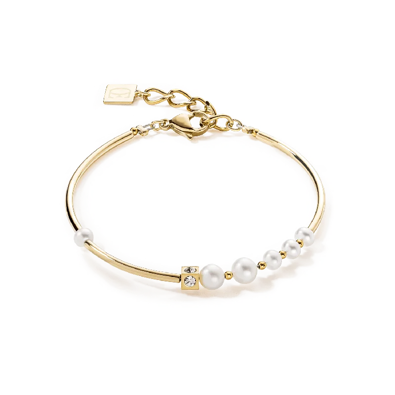 Coeur de Lion Asymmetric Freshwater Pearls Gold Bracelet