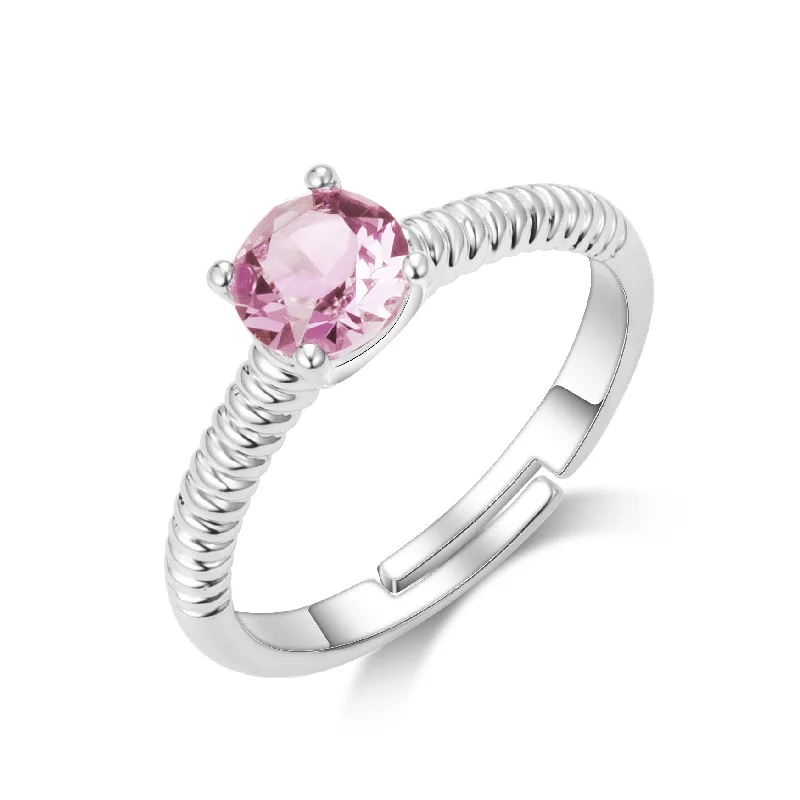 Tight clasp rings-Tight clasp rings-Pink Adjustable Crystal Ring Created with Zircondia® Crystals