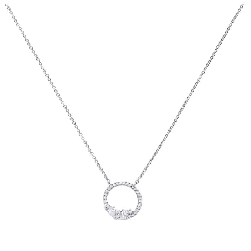 Silver Cubic Zirconia Loop Cluster Necklace