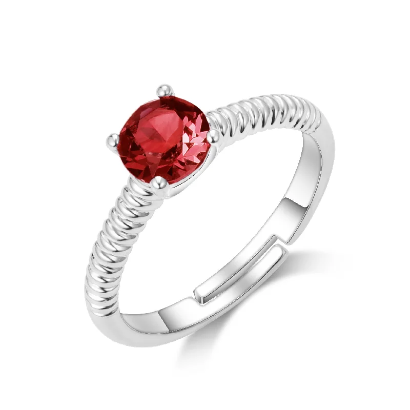 Sleek modern rings-Sleek modern rings-Dark Red Adjustable Crystal Ring Created with Zircondia® Crystals